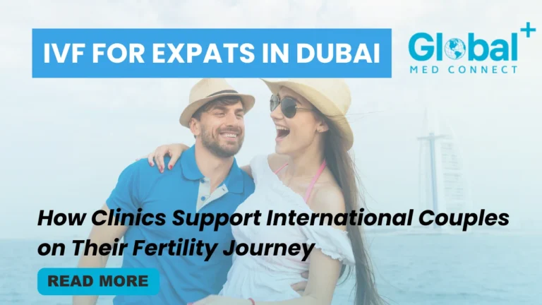 Happy international couple in Dubai exploring IVF options with Global Med Connect, IVF for expats in Dubai